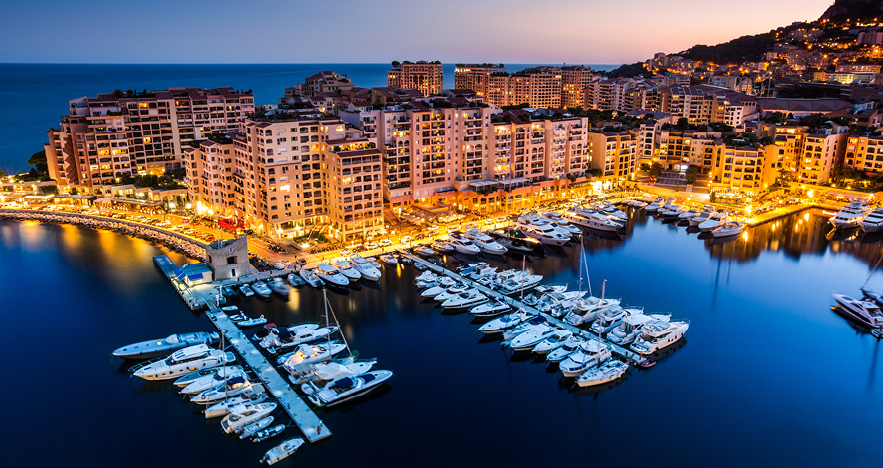 Monaco Yachts at Night