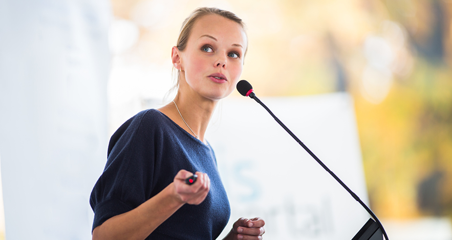 Young Professional Giving a Presentation