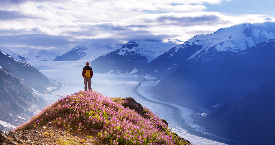 Man Hiking in Alaska