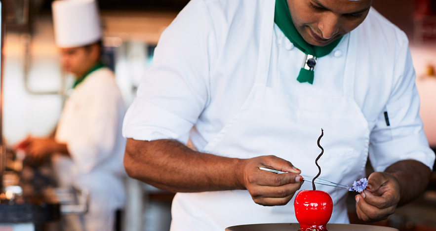 Celebrity Apex - chef preparing dessert