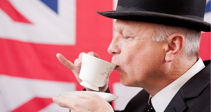 english man drinking tea