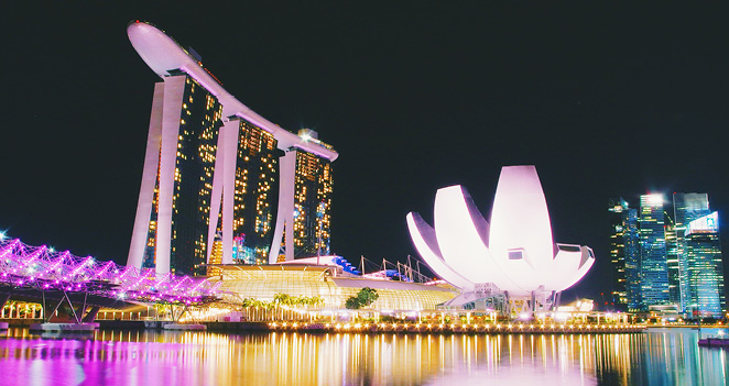 singapore skyline at night